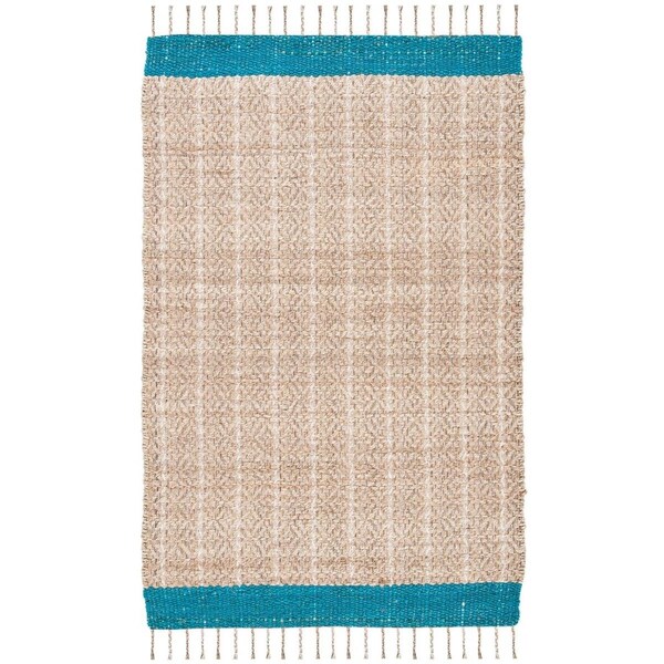 Safavieh 8 x 10 ft. Cape Cod Contemporary Rectangle Hand Woven Rug Blue & Natural CAP846M-8 - main